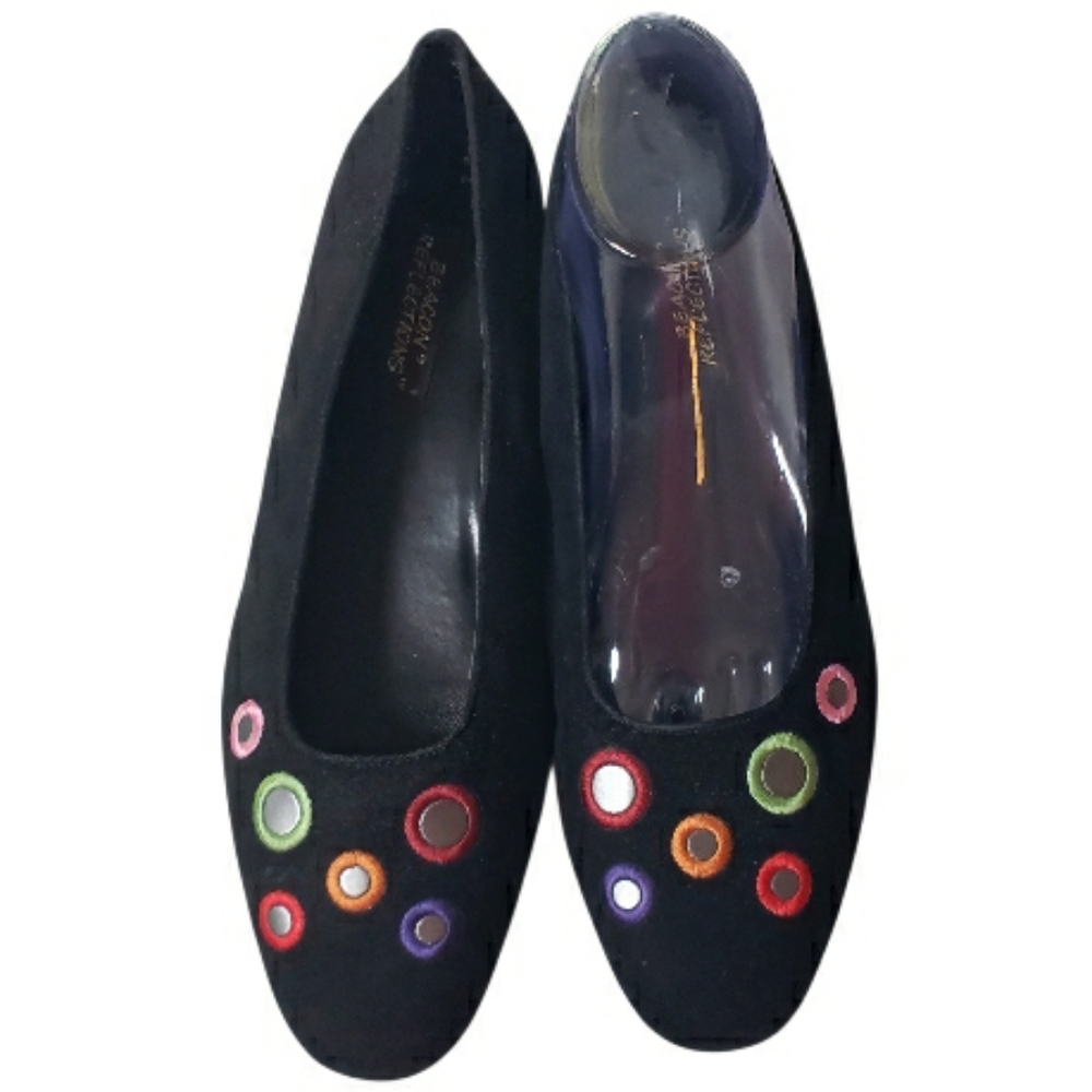 Vintage Beacon Reflection Suede Flats 8.5 Color Polka Dots Whimsical Art Teacher